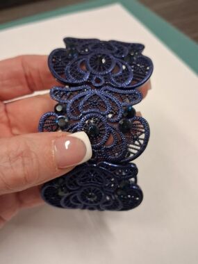 Blue Filigree Crystal Stretch Bracelet , NWOT